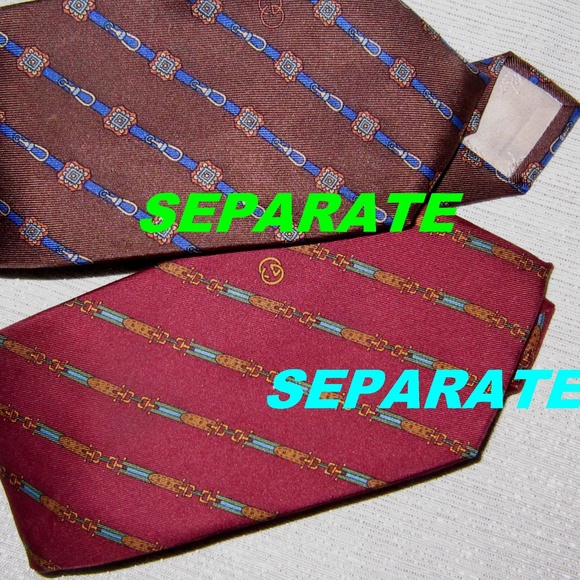 VTG GUCCI SILK SKINNY TIE BROWN BLUE BELTS DESIGN - Picture 8 of 8